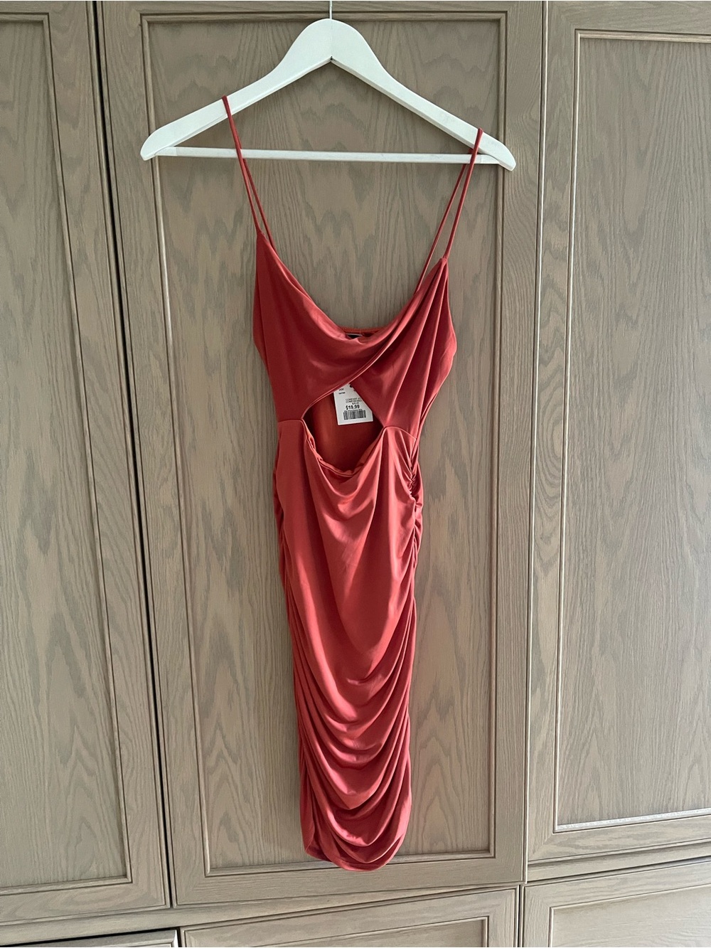 Women’s Rust Red Drape Cutout Slip Dress
